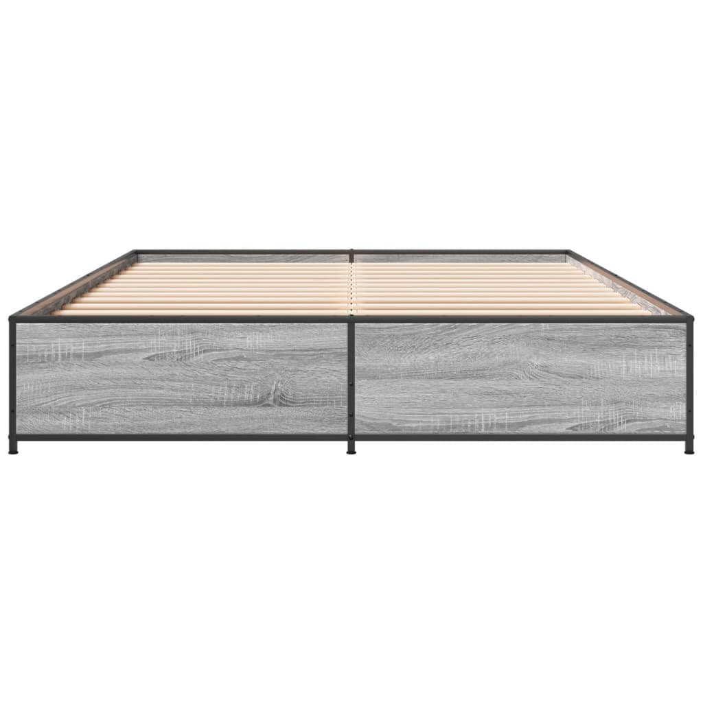 vidaXL Estructura cama madera ingeniería metal gris Sonoma 140x200 cm