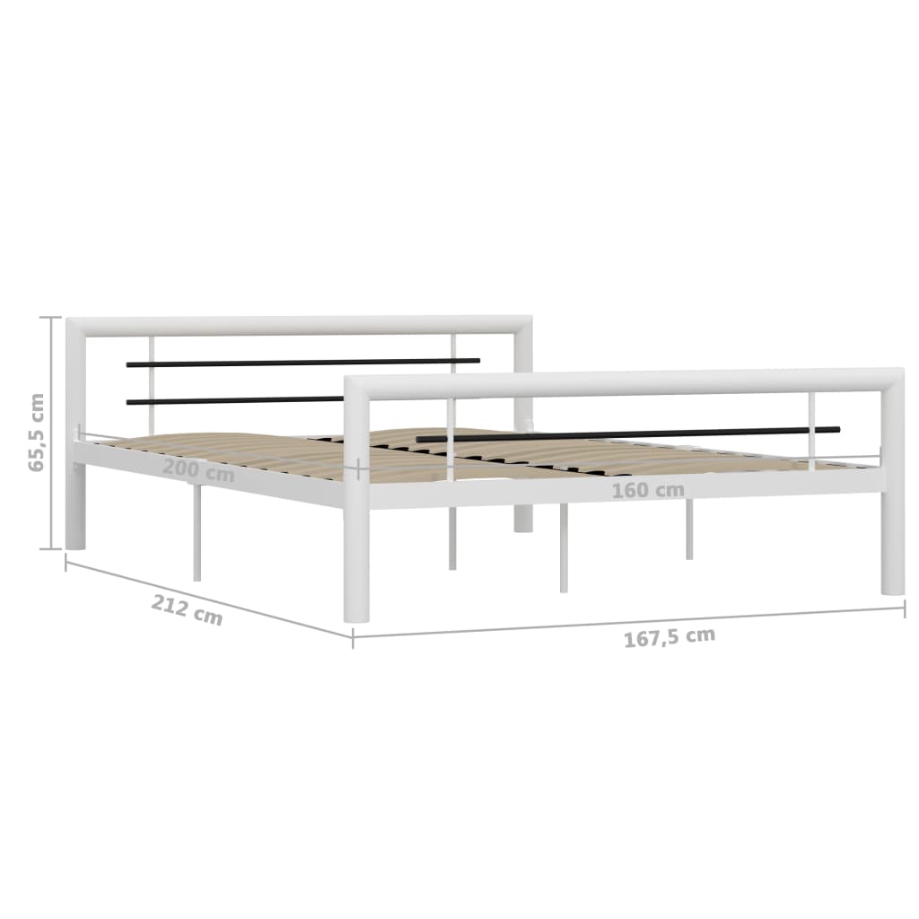 vidaXL Estructura de cama sin colchón metal blanco y negro 160x200 cm