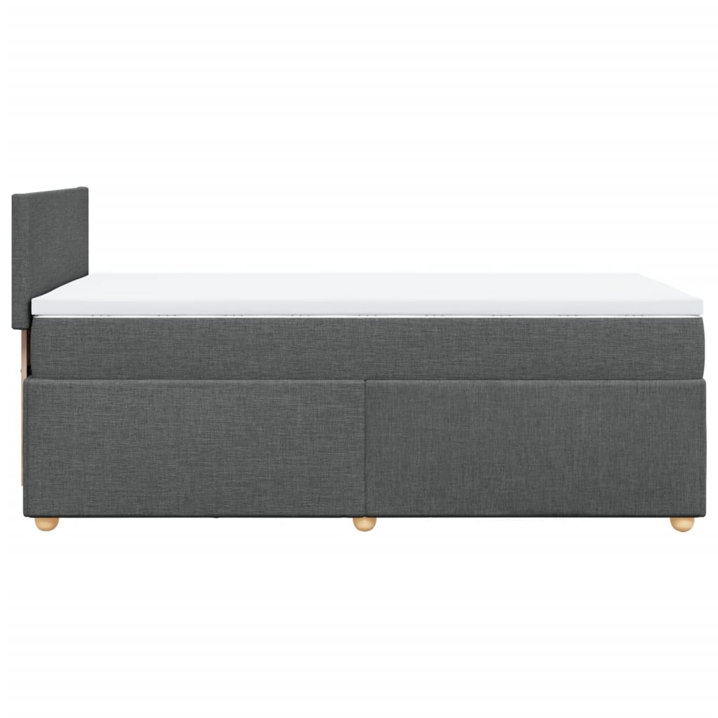 vidaXL Cama box spring individual con colchón tela gris oscuro