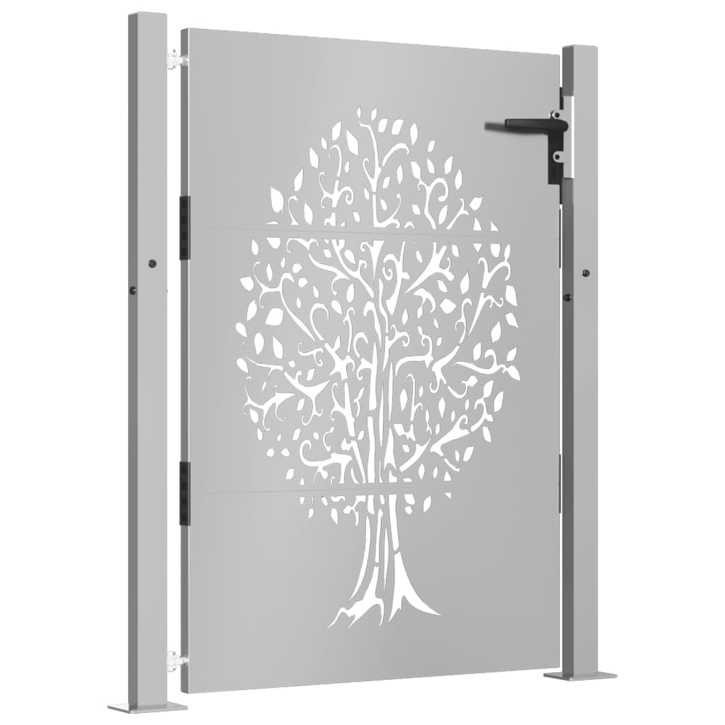 vidaXL Puerta de jardín acero corten diseño árbol 105x155 cm