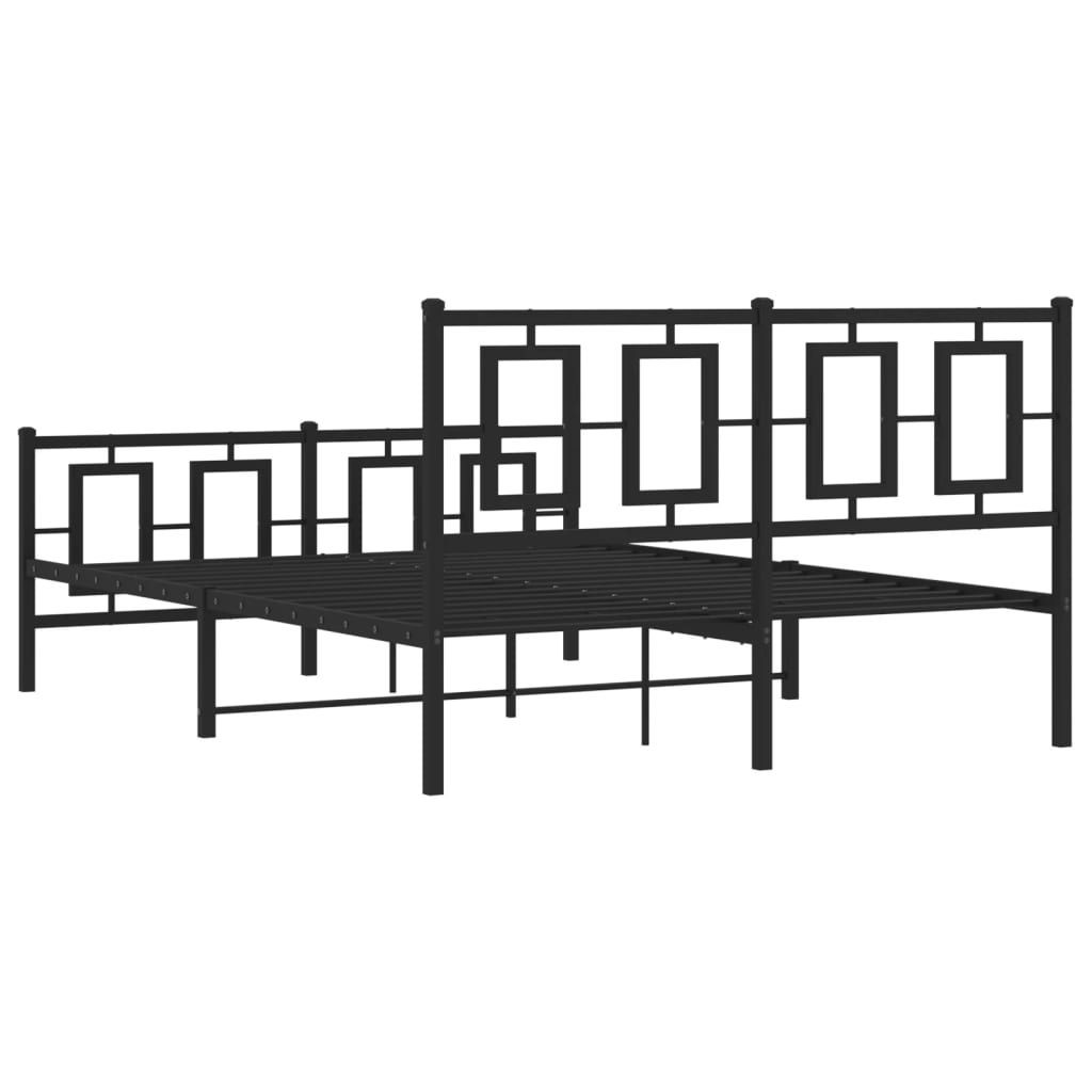 vidaXL Estructura cama sin colchón con estribo metal negro 135x190 cm