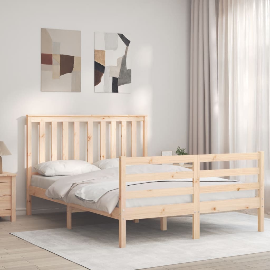 vidaXL Estructura de cama de matrimonio con cabecero madera maciza