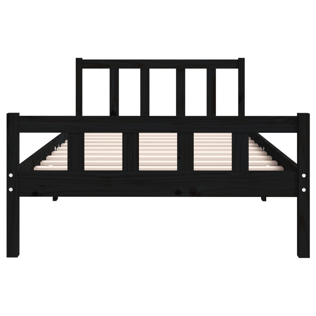 vidaXL Estructura de cama madera maciza negra 100x200 cm