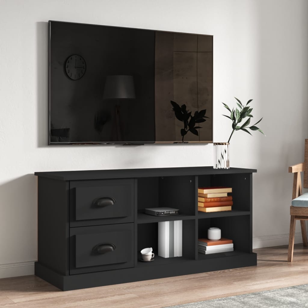 vidaXL Mueble de TV madera contrachapada negro 102x35,5x47,5 cm