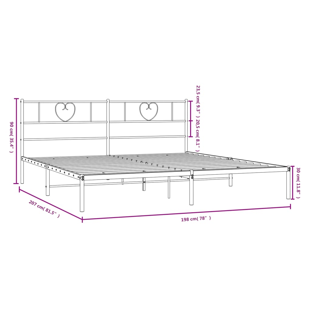 vidaXL Estructura cama sin colchón con cabecero metal negro 193x203 cm