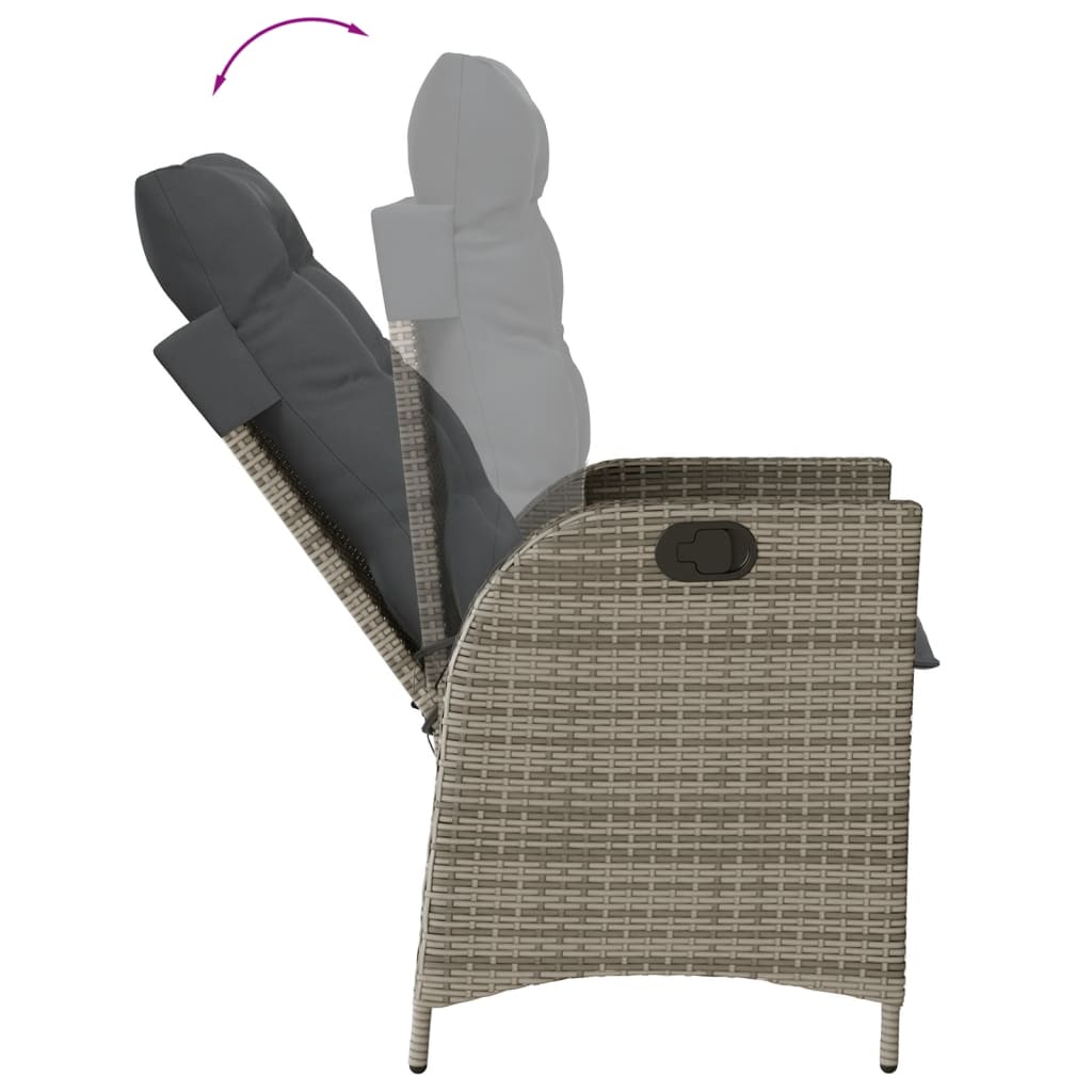 vidaXL Set comedor de jardín 5 piezas con cojines ratán sintético gris