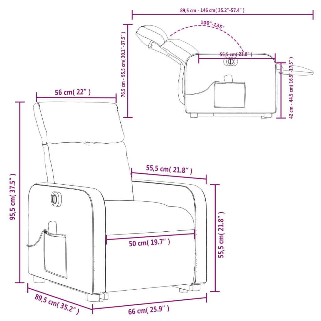 vidaXL Sillón de masaje elevable eléctrico cuero sintético gris