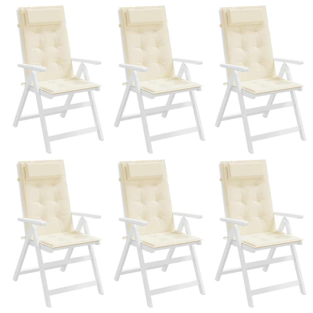 vidaXL Cojines de silla respaldo alto 6 uds tela Oxford color crema