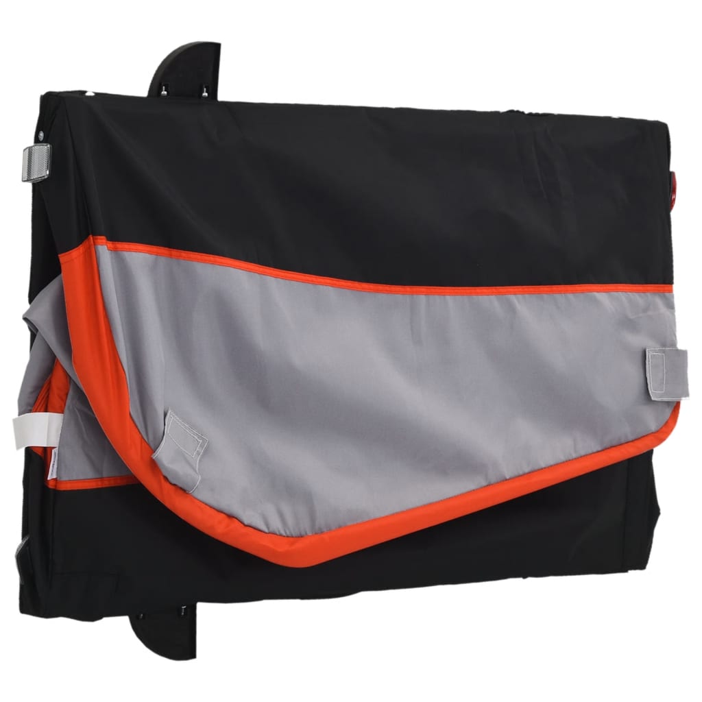 vidaXL Remolque para bicicleta hierro negro y naranja 30 kg