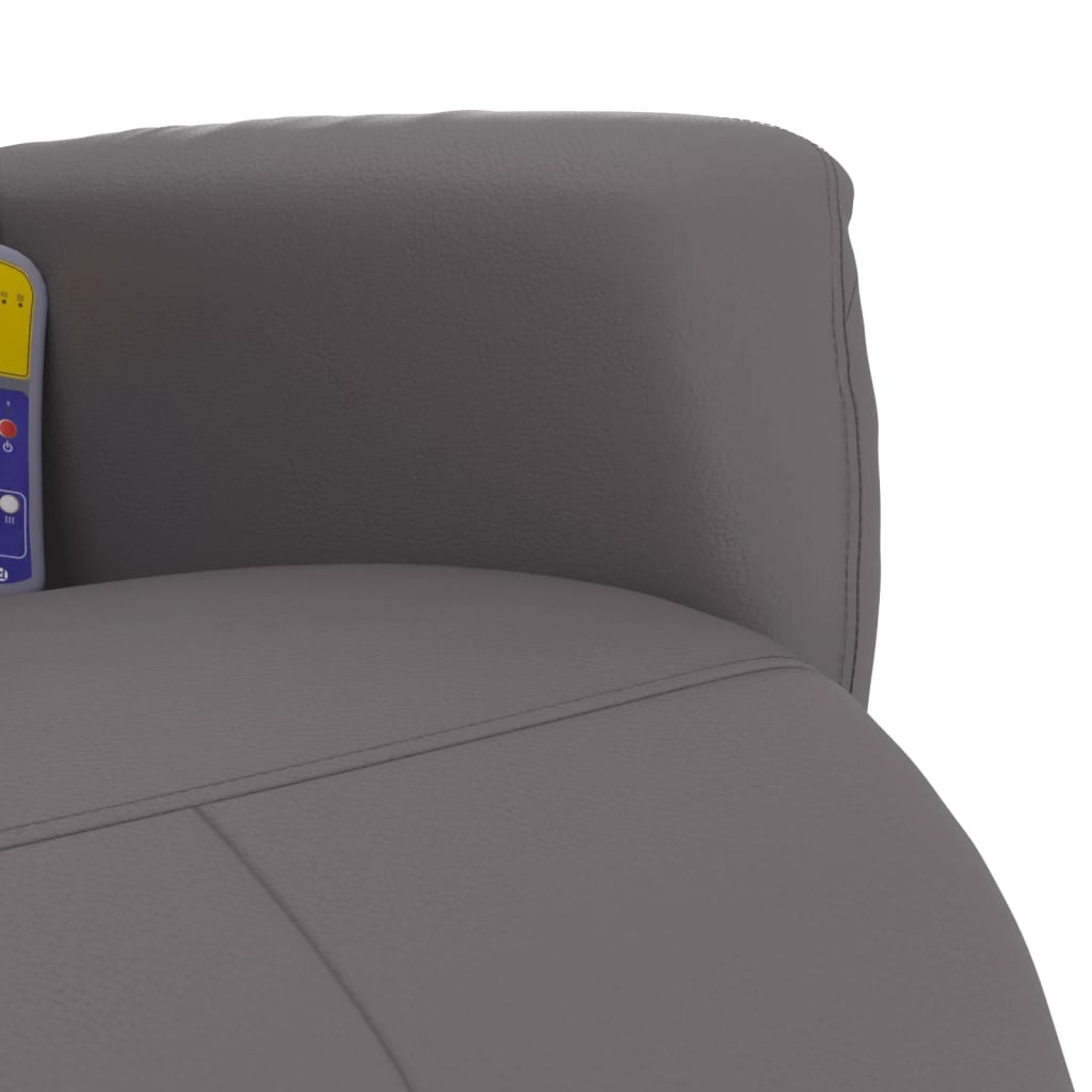 vidaXL Sillón reclinable de masaje con reposapiés cuero sintético gris