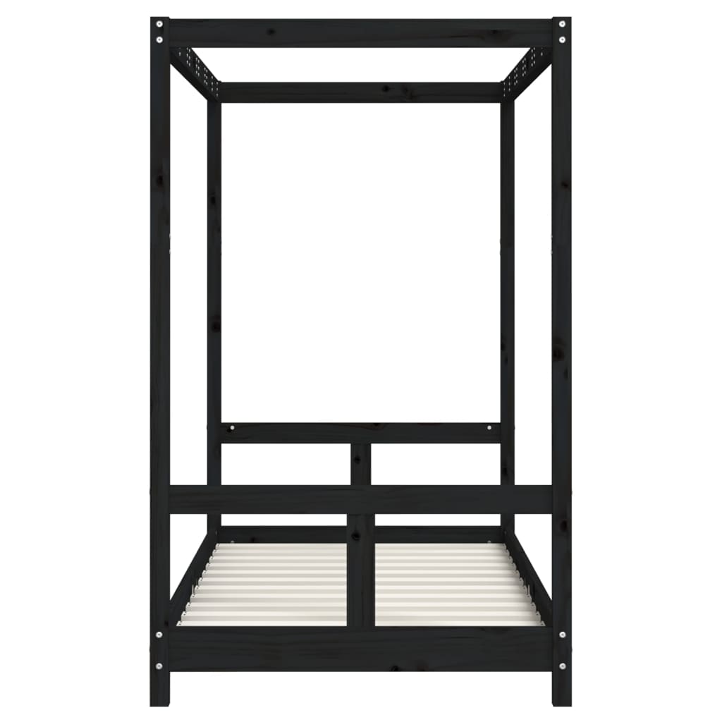 vidaXL Estructura de cama para niños madera de pino negro 80x160 cm