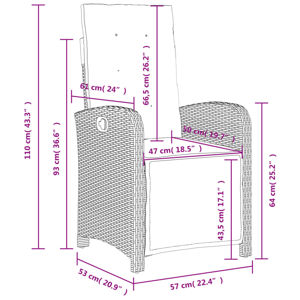 vidaXL Set comedor jardín 7 pzas y cojines ratán sintético gris