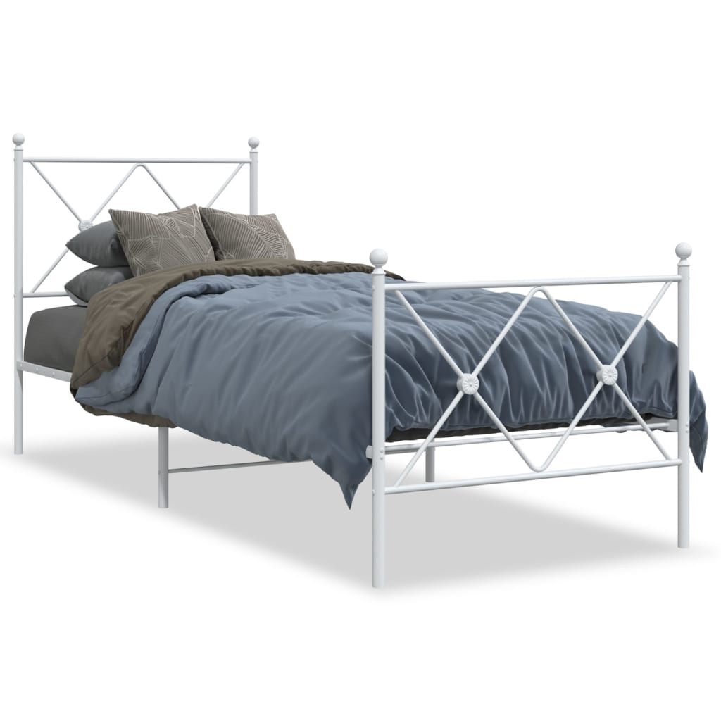 vidaXL Estructura cama sin colchón con estribo metal blanco 75x190 cm