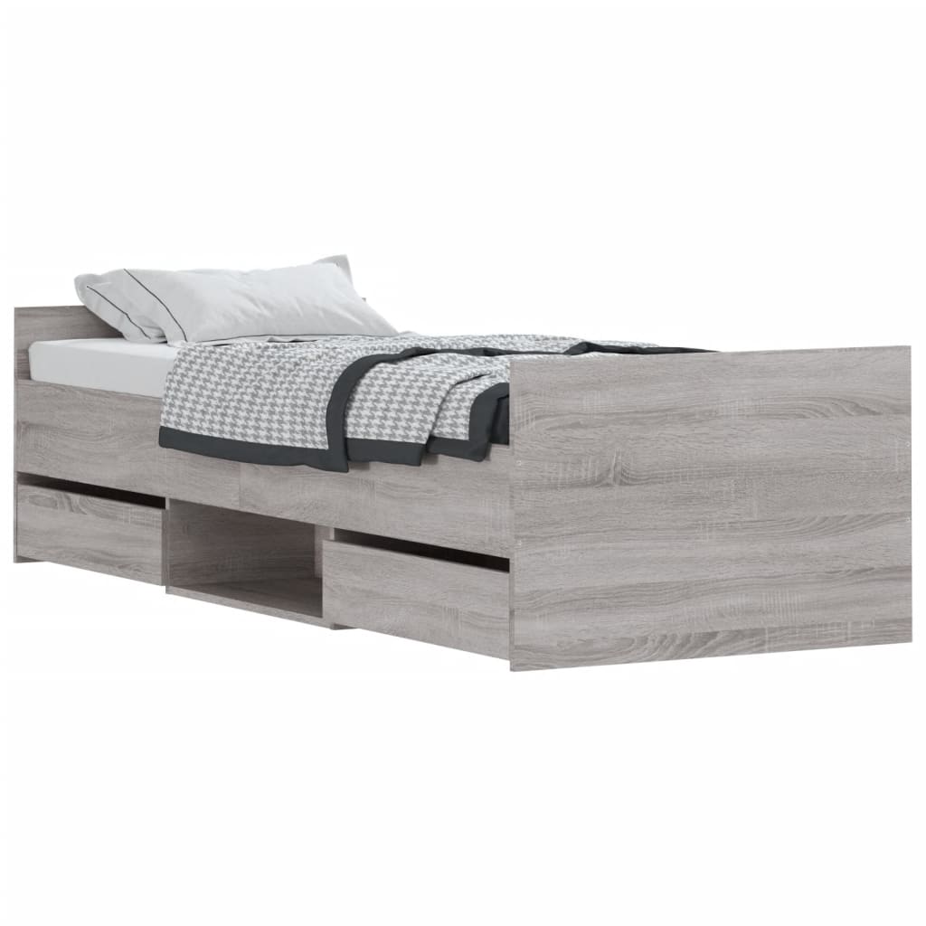 vidaXL Estructura de cama con cabecero piecero gris Sonoma 75x190 cm