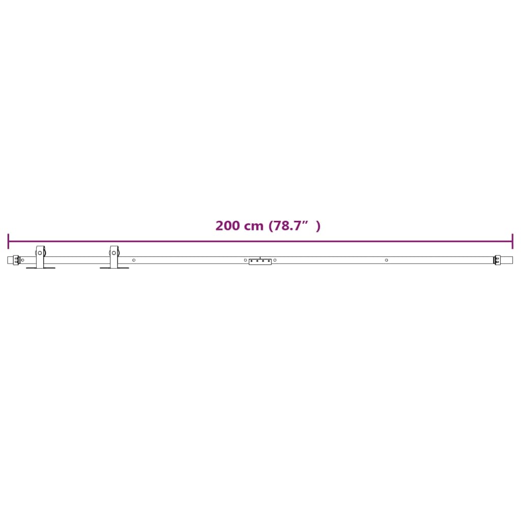 vidaXL Kit mini puerta corredera armario acero carbono blanco 200 cm