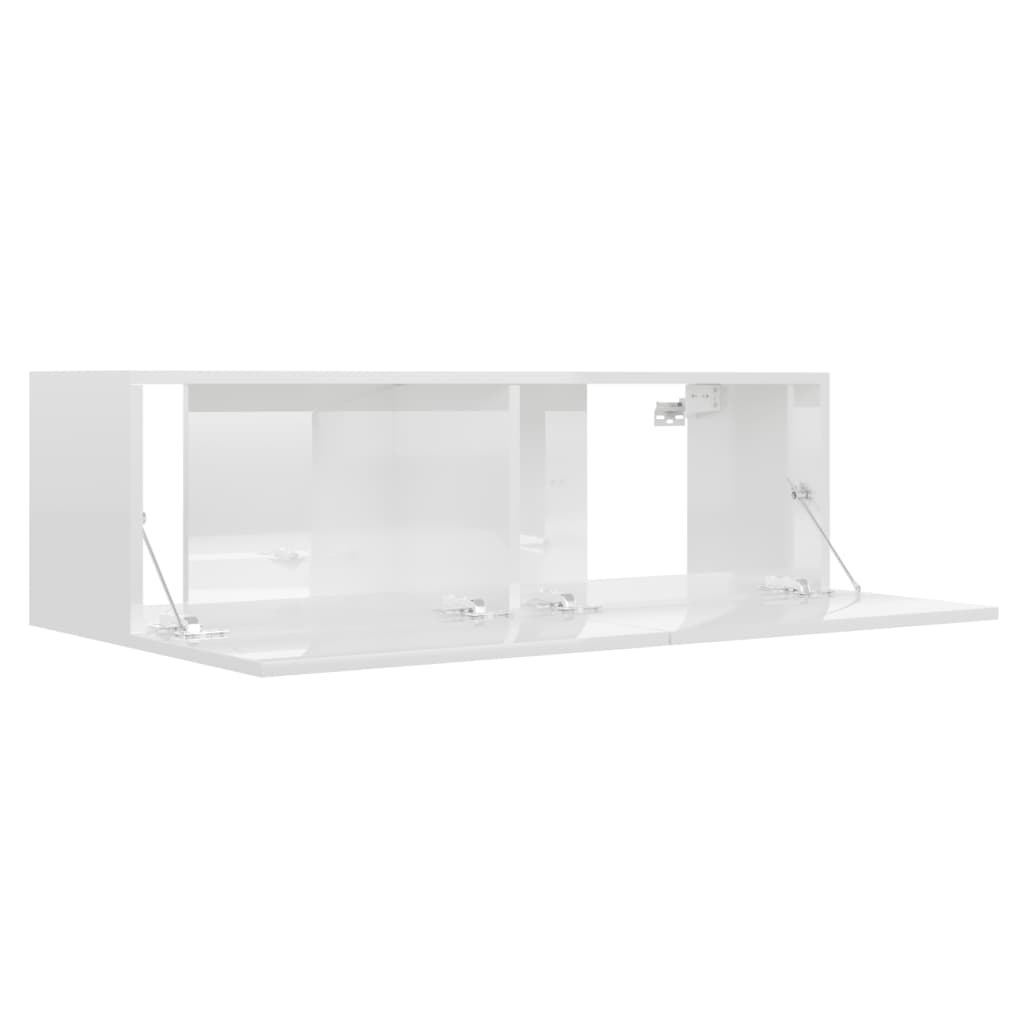 vidaXL Mueble TV madera contrachapada blanco brillante 100x30x30 cm