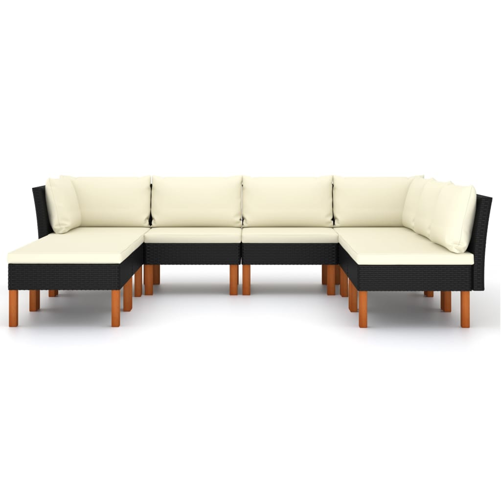 vidaXL Set de muebles de jardín 8 pzas y cojines ratán sintético negro