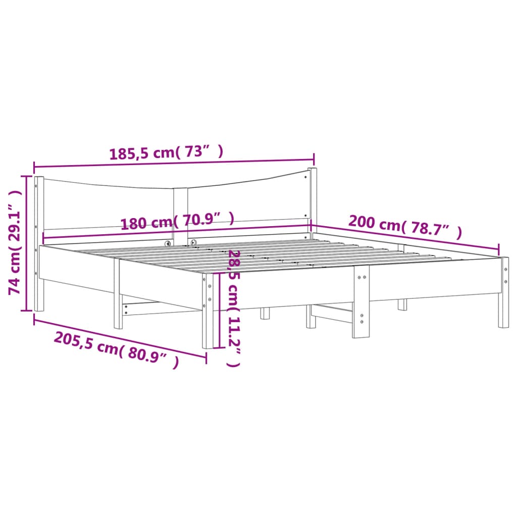 vidaXL Cama sin colchón madera maciza de pino marrón cera 180x200 cm