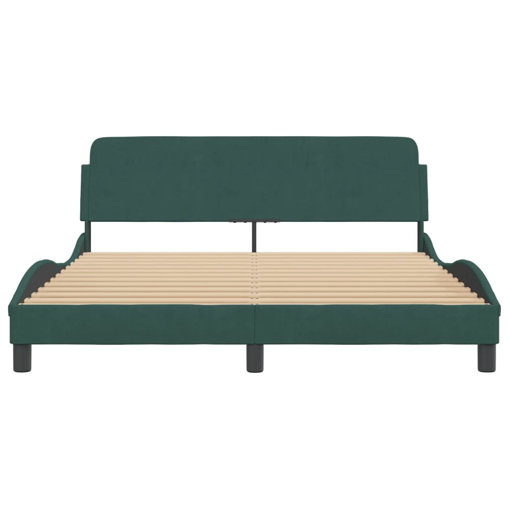 vidaXL Estructura cama con cabecero terciopelo verde oscuro 160x200 cm