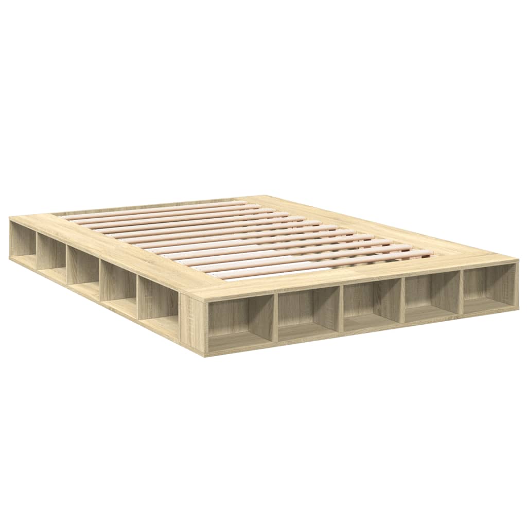 vidaXL Estructura de cama madera de ingeniería roble Sonoma 160x200 cm