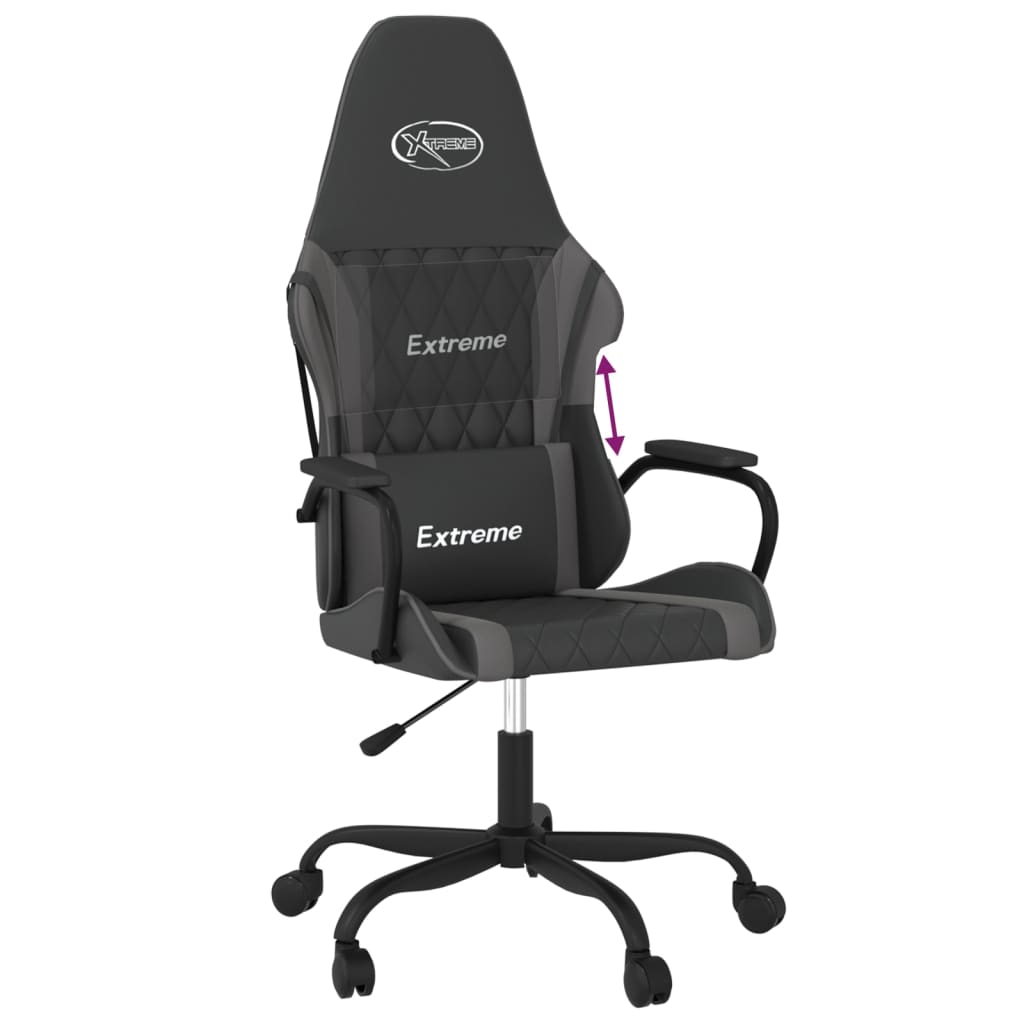 vidaXL Silla gaming cuero sintético negro y gris