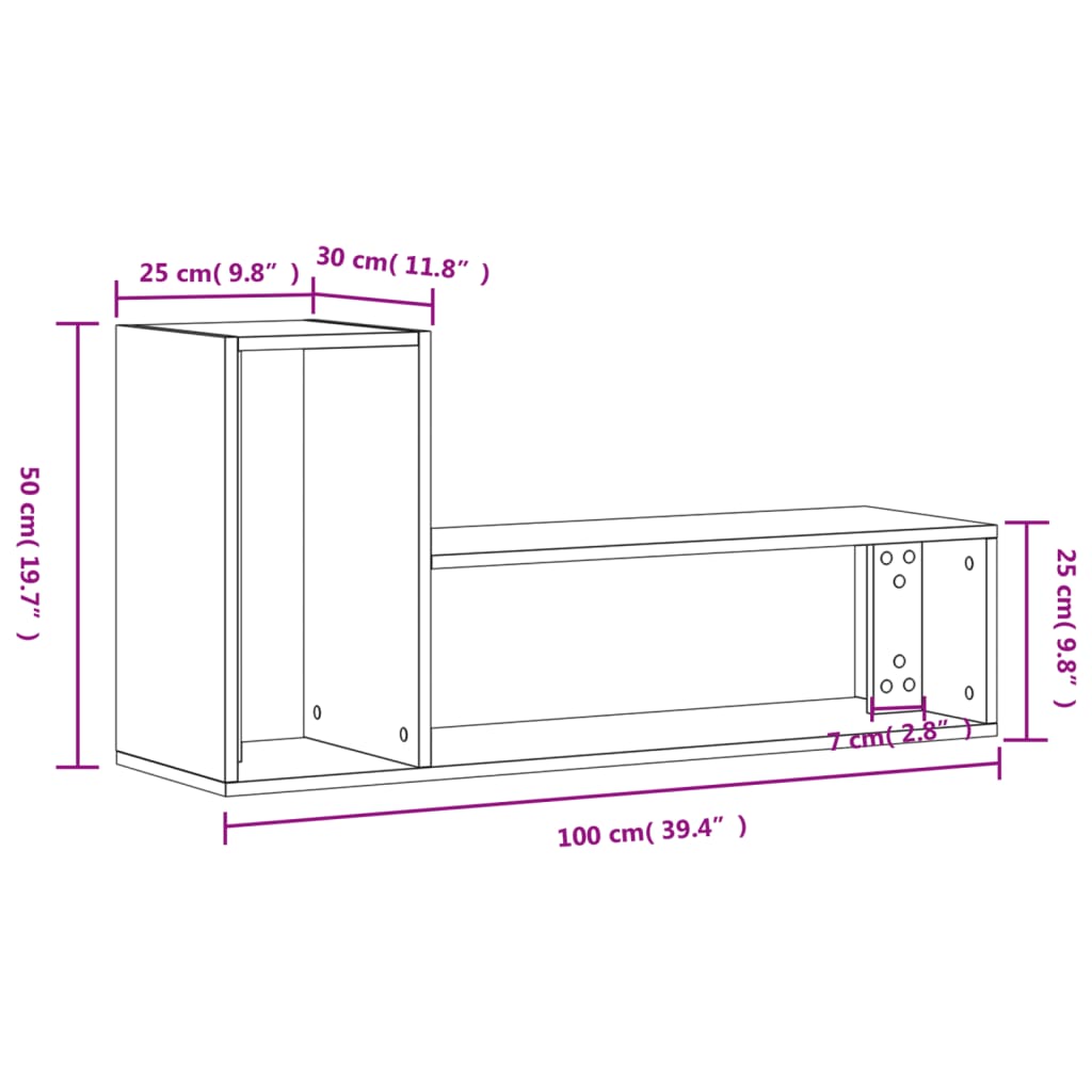 vidaXL Muebles de TV 2 uds madera ingeniería gris hormigón 100x30x50cm