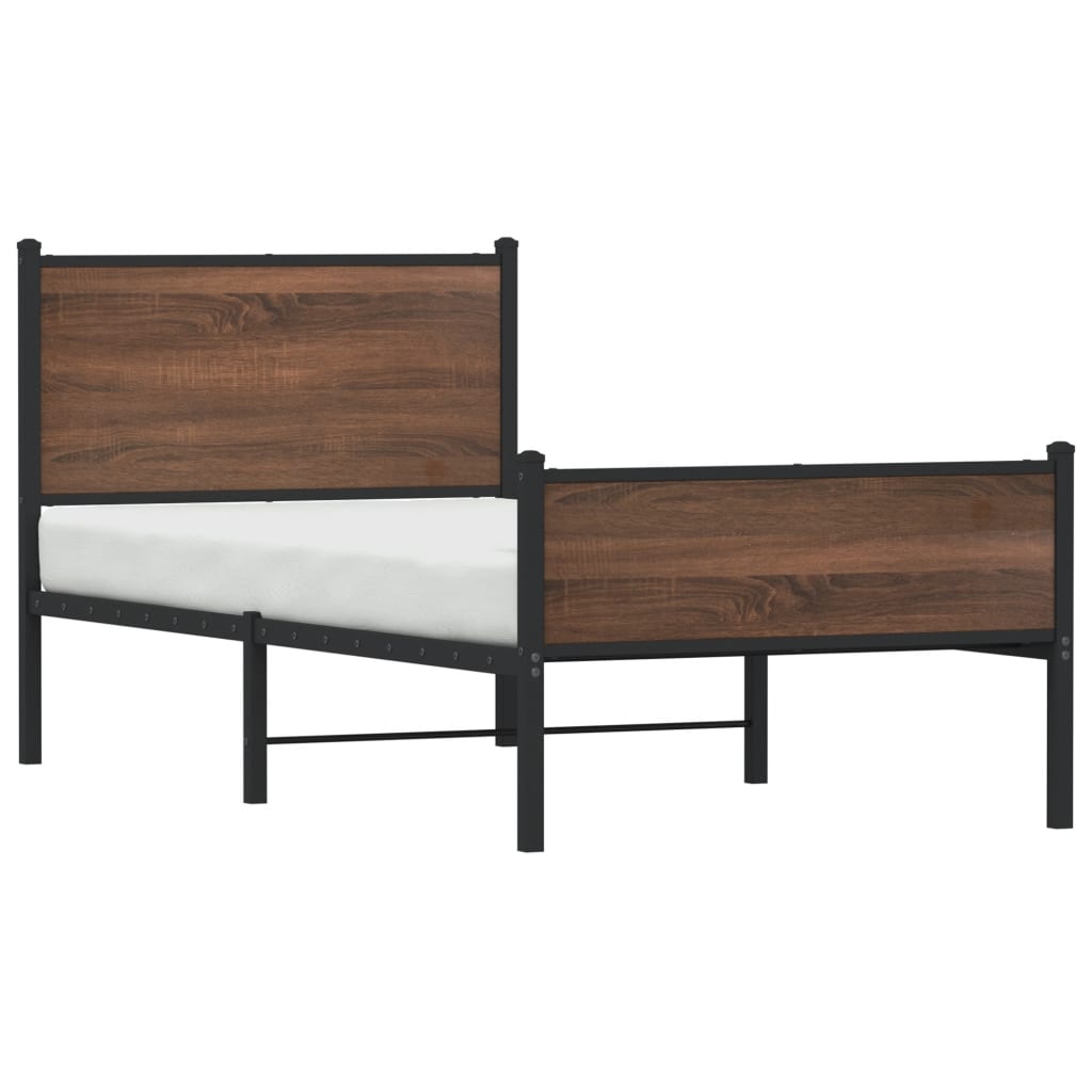 vidaXL Estructura de cama sin colchón metal marrón roble 80x200 cm