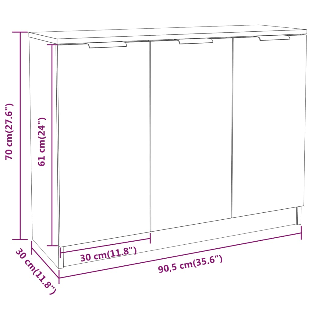 vidaXL Aparador de madera contrachapada gris Sonoma 90,5x30x70 cm