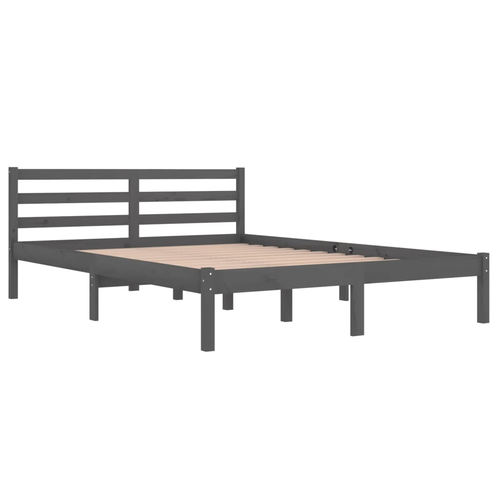 vidaXL Estructura de cama madera maciza de pino gris 140x200 cm