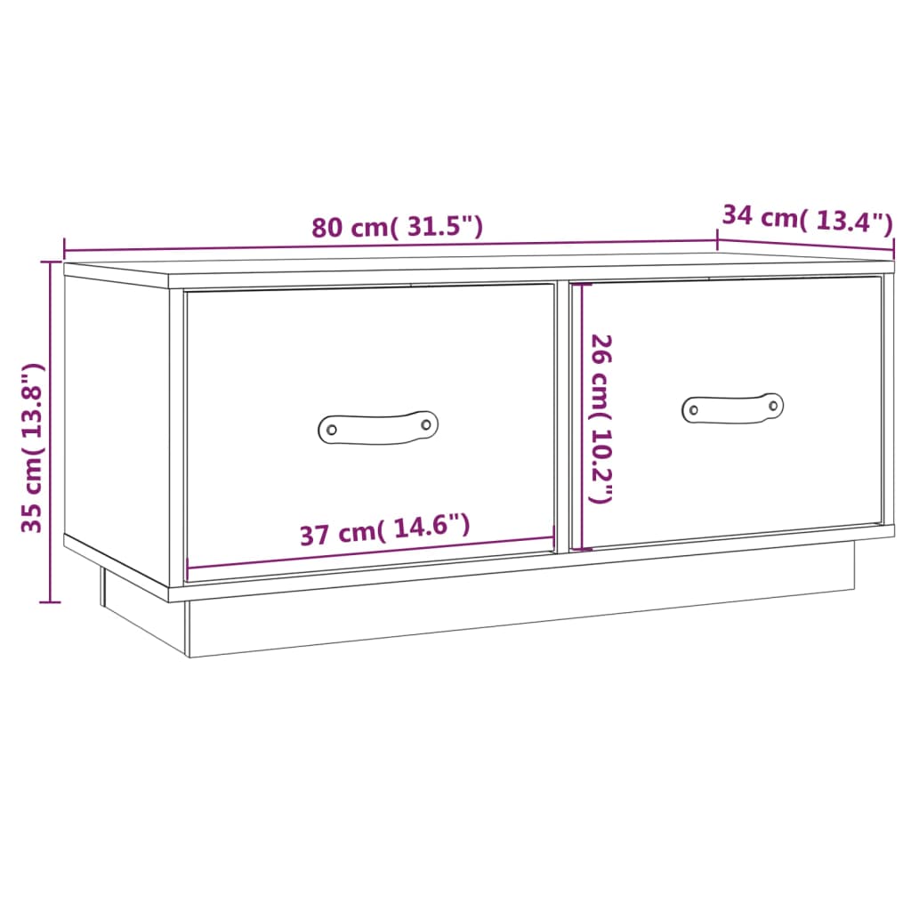 vidaXL Mueble de TV de madera maciza de pino negro 80x34x35 cm