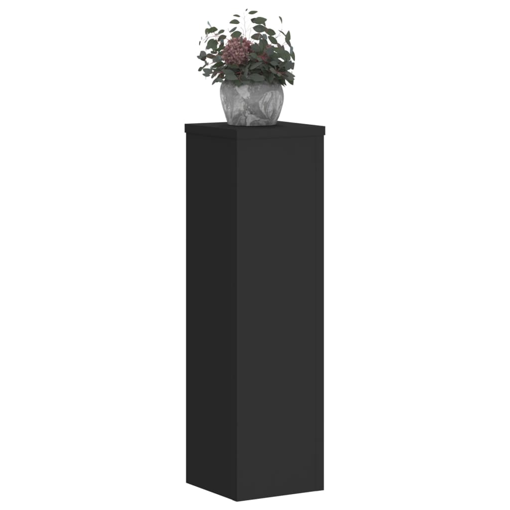 vidaXL Soporte de plantas 2 uds madera ingeniería negro 17x17x60 cm