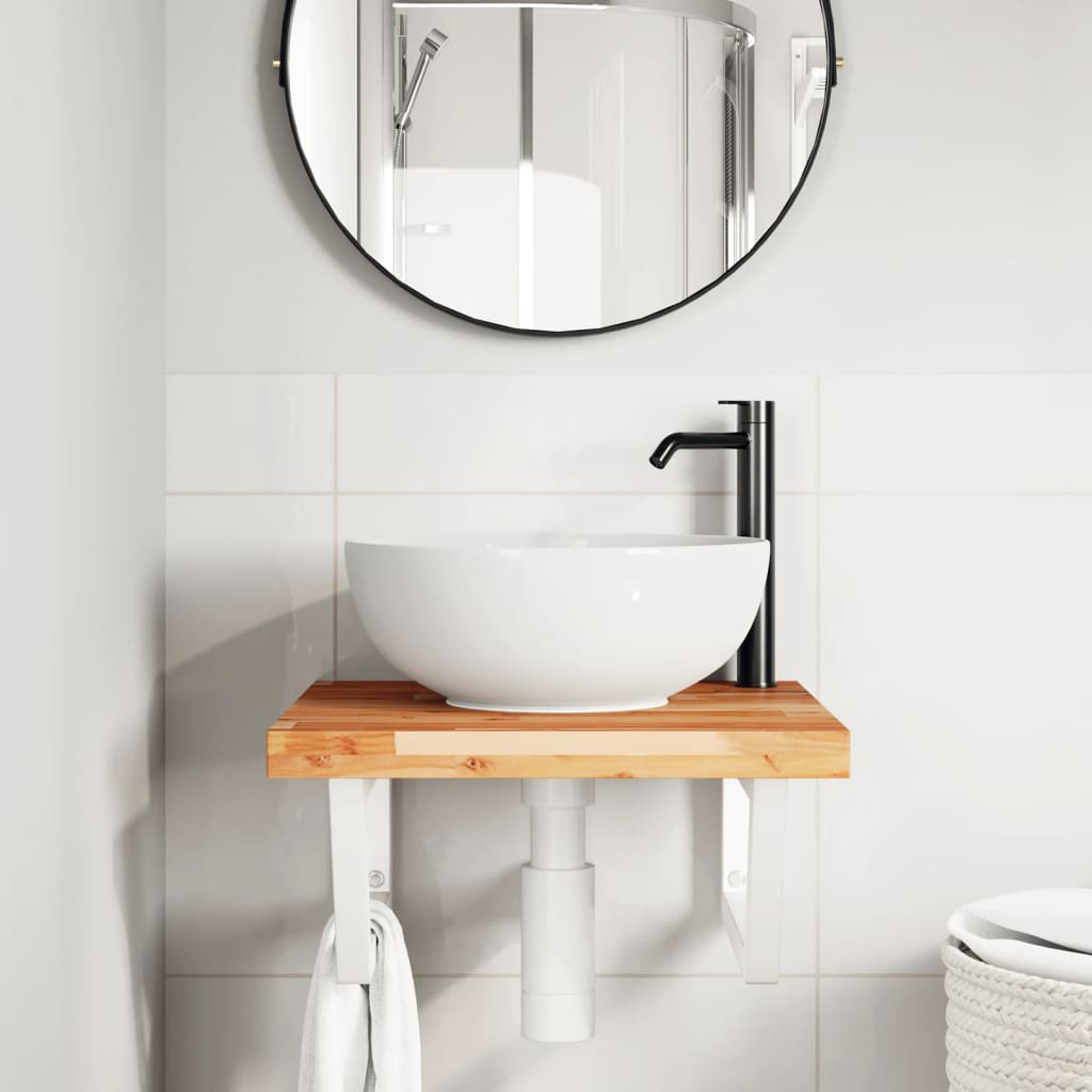 vidaXL Estante de lavabo de pared acero y madera maciza de acacia