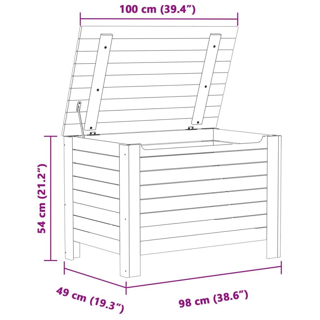 vidaXL Caja de almacenaje y tapa RANA madera maciza blanca 100x49x54cm