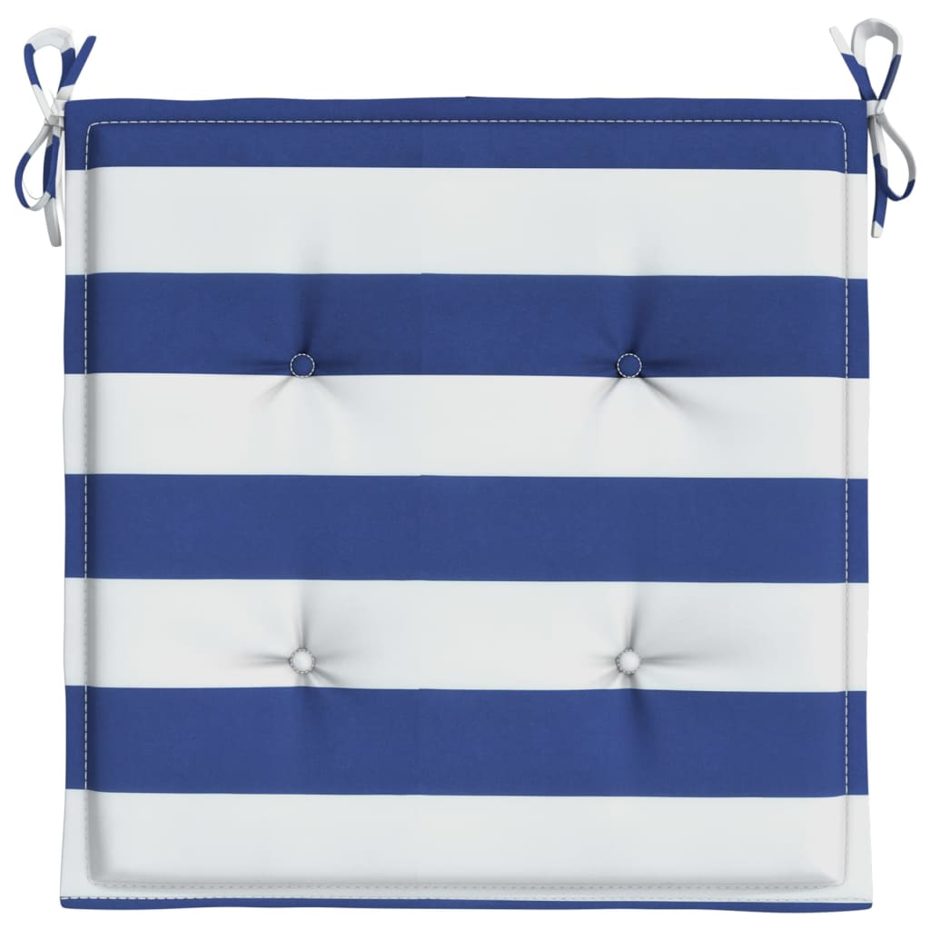 vidaXL Cojines silla jardín 4 uds tela a rayas azul y blanco 40x40x3cm