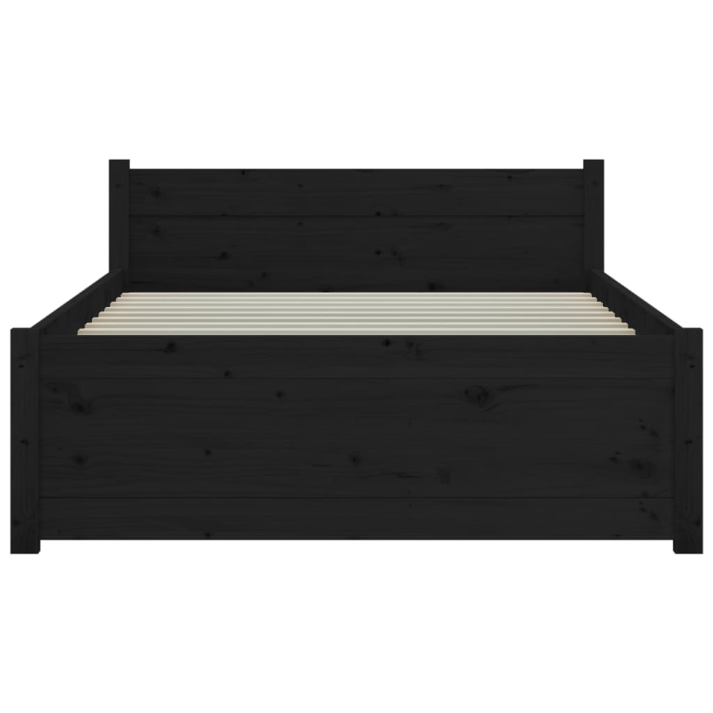 vidaXL Estructura de cama madera maciza individual negra 75x190 cm