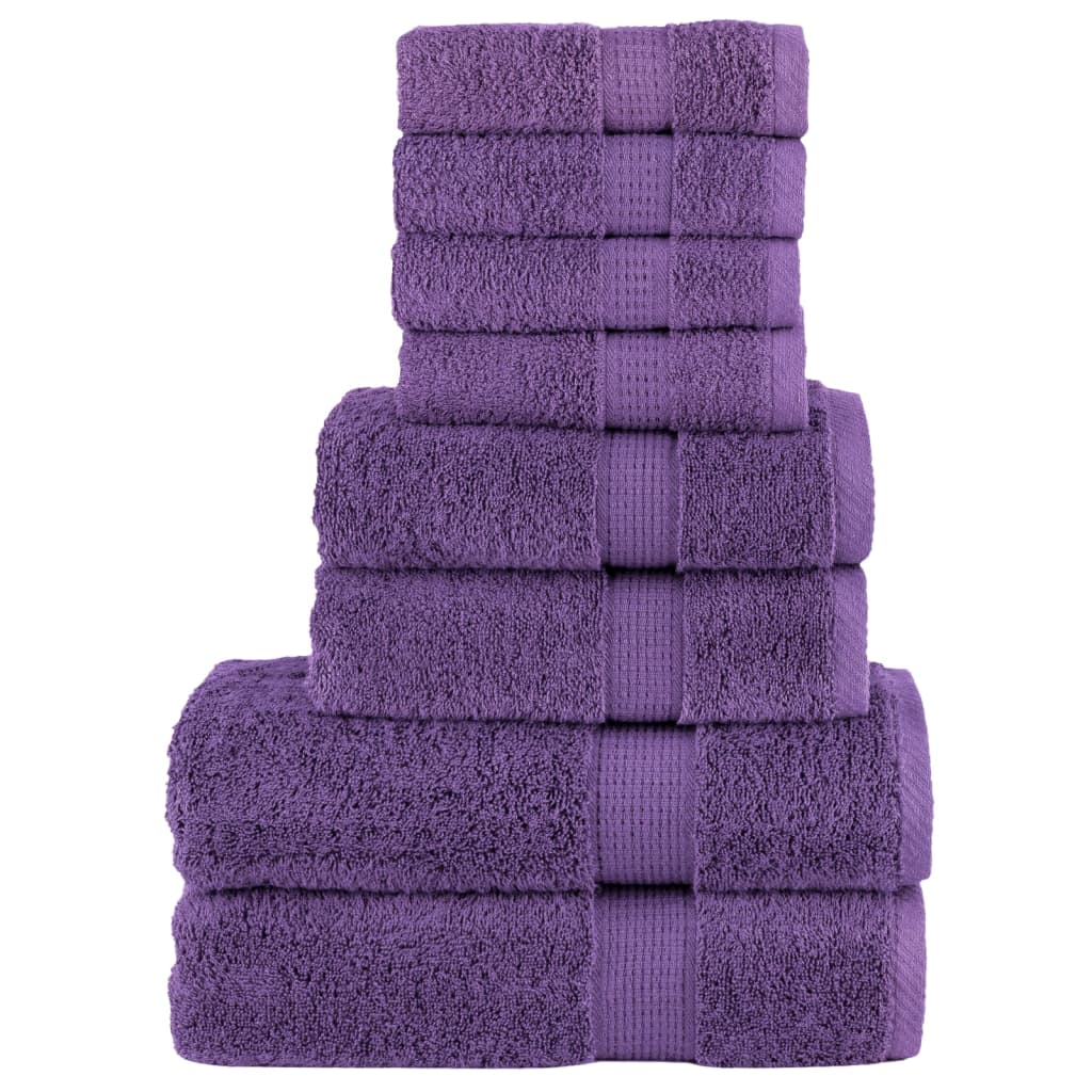 vidaXL Juego de toallas premium SOLUND 8 unidades morado 600 gsm