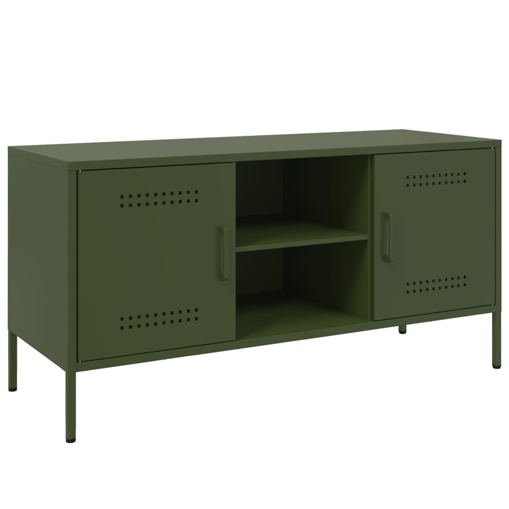 vidaXL Mueble de TV de acero verde oliva 100,5x39x50,5 cm