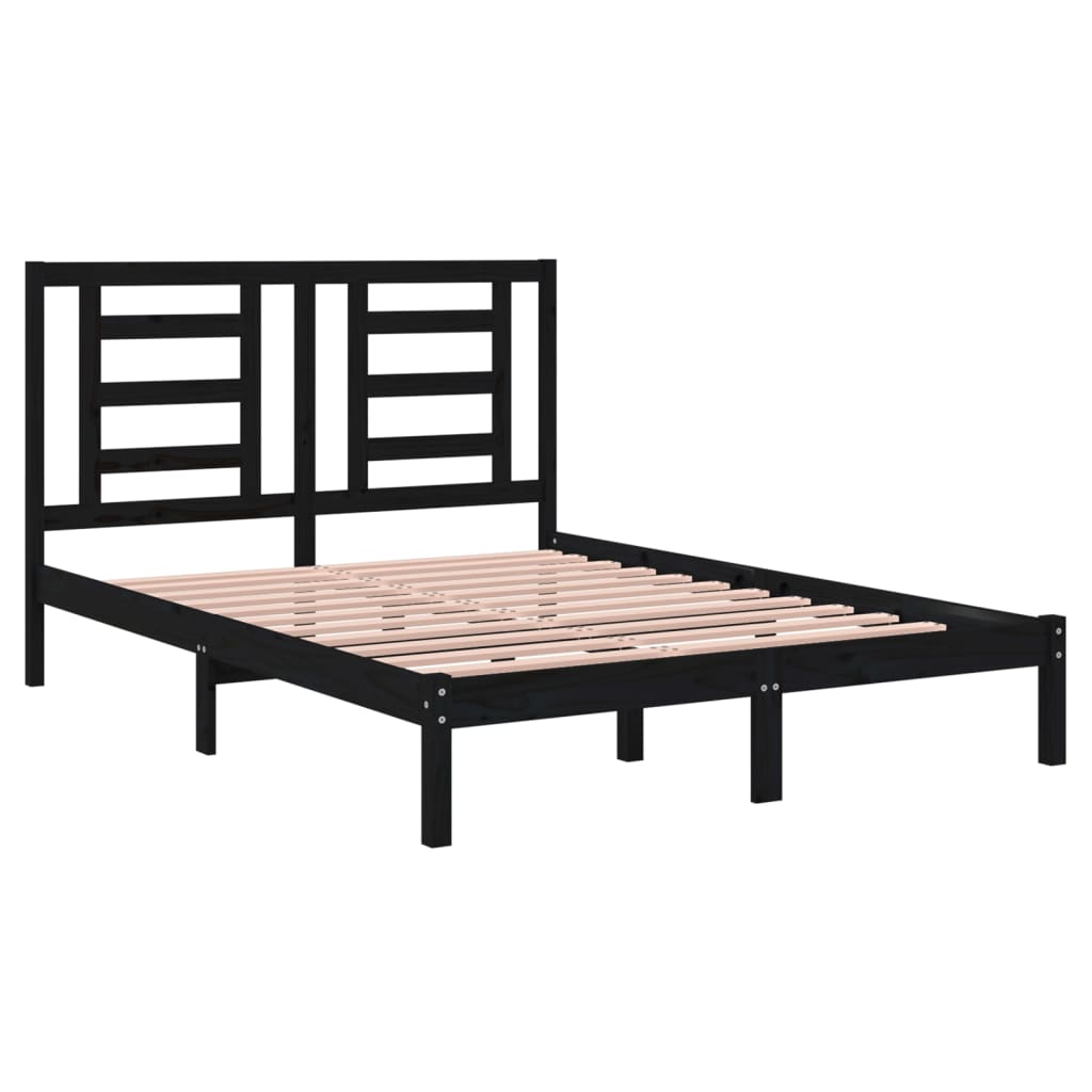 vidaXL Estructura de cama de madera maciza de pino negra 140x190 cm