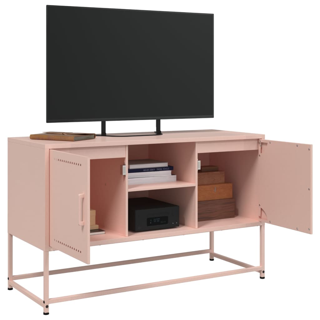 vidaXL Mueble para TV de acero rosa 100,5x39x60,5 cm