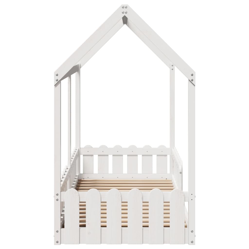 vidaXL Cama con forma de casa de niños madera maciza blanca 80x200 cm