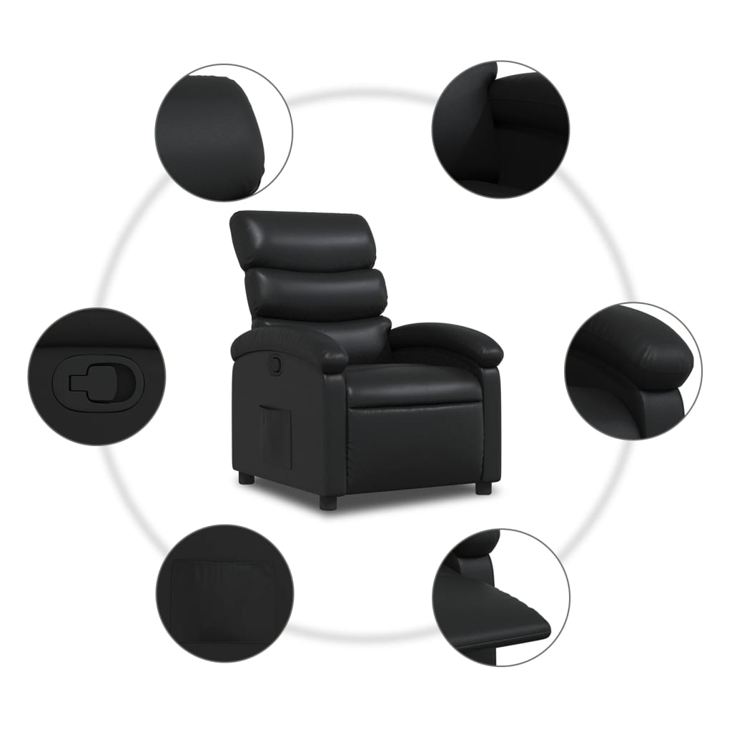 vidaXL Sillón reclinable de cuero sintético negro