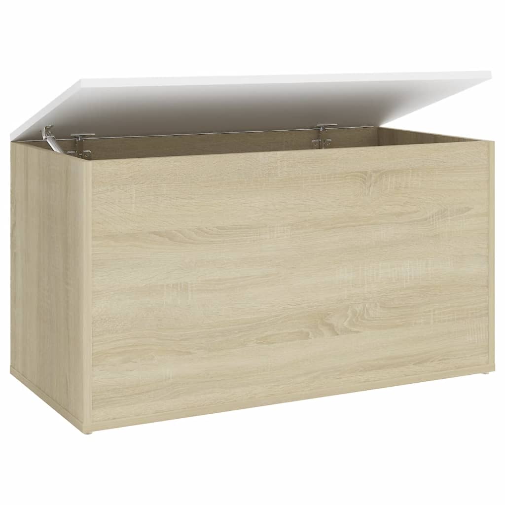 vidaXL Baúl almacenaje madera contrachapada blanco brillo 70x40x38 cm –  Pensando en Casa
