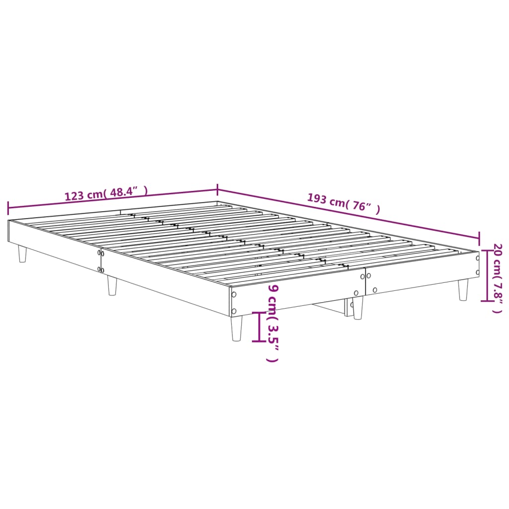 vidaXL Estructura de cama sin colchón madera roble Sonoma 120x190 cm