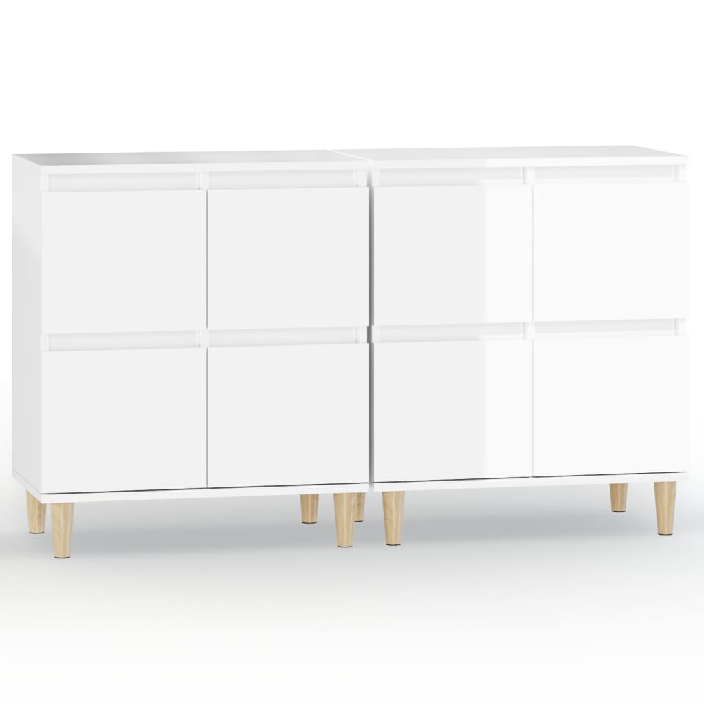 vidaXL Aparadores 2 uds madera contrachapada blanco brillo 60x35x70 cm