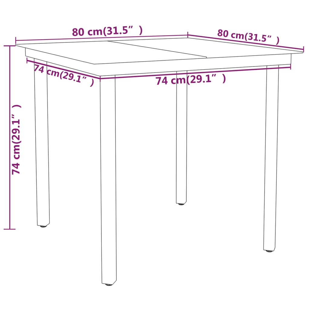 vidaXL Juego de comedor para jardín 5 piezas negro