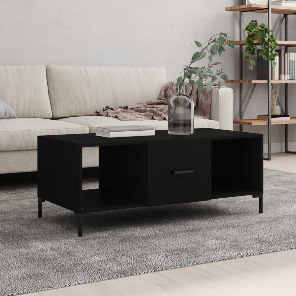 vidaXL Mesa de centro madera contrachapada negro 102x50x40 cm