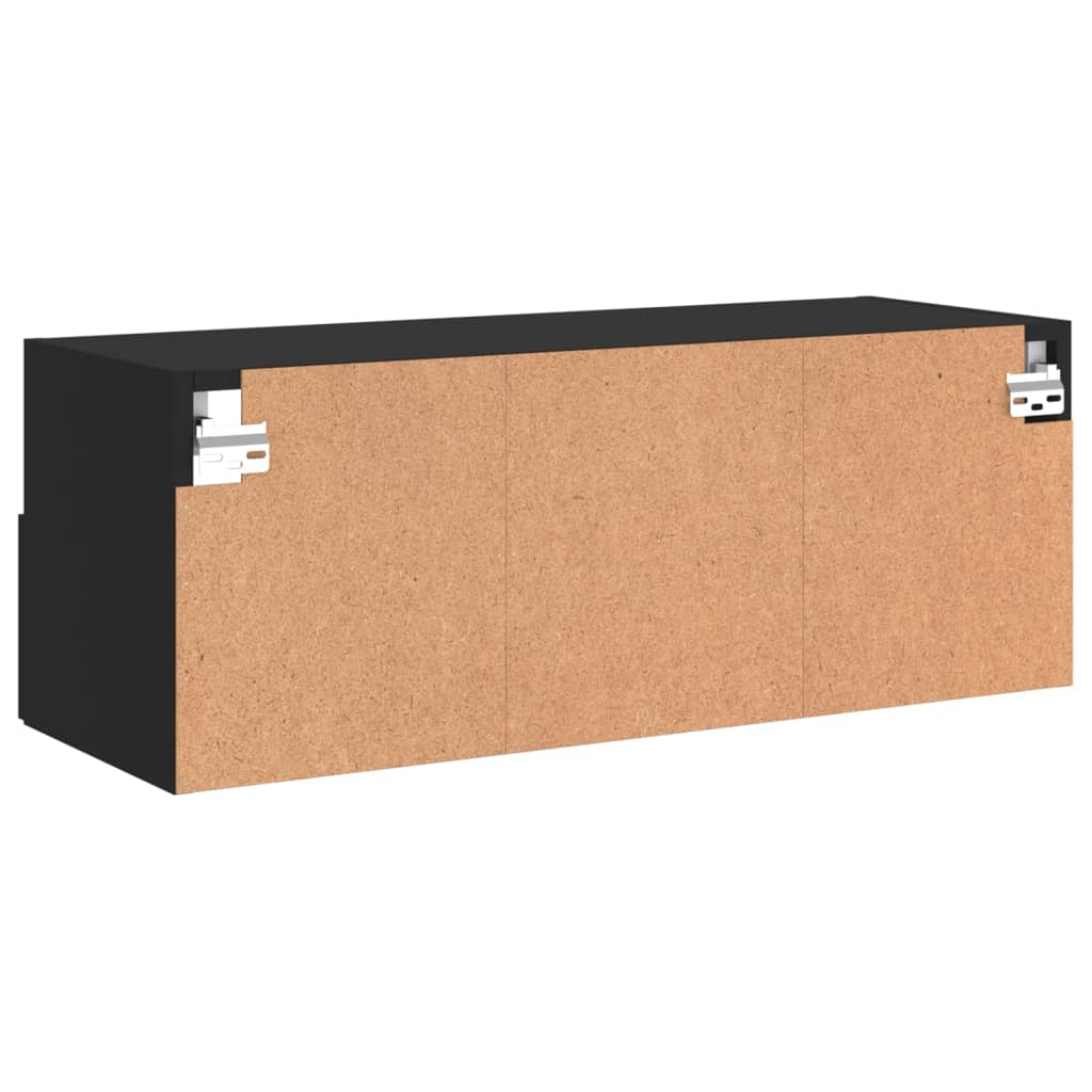 vidaXL Mueble de pared para TV madera de ingeniería negro 80x30x30 cm