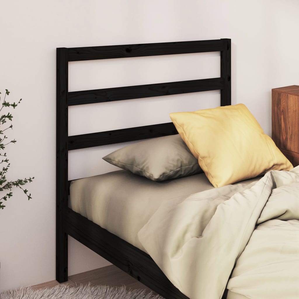 vidaXL Cabecero de cama madera maciza de pino negro 96x4x100 cm