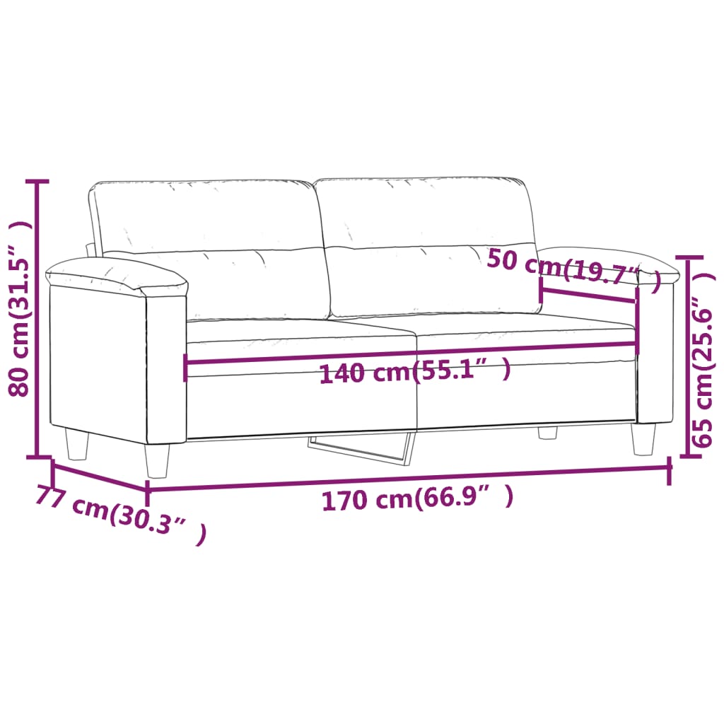 vidaXL Sofá de 2 plazas de tela de microfibra gris claro 140 cm