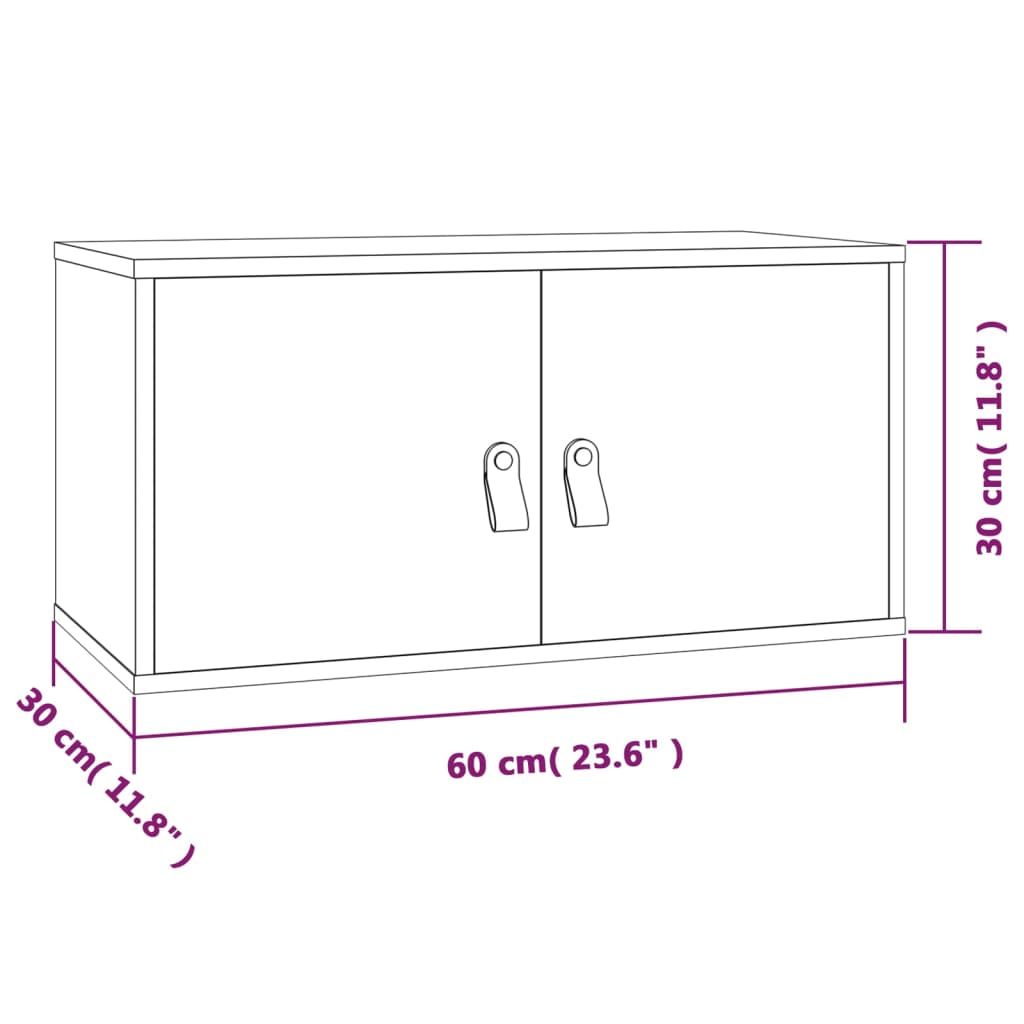 vidaXL Armario de pared de madera maciza de pino negro 60x30x30 cm